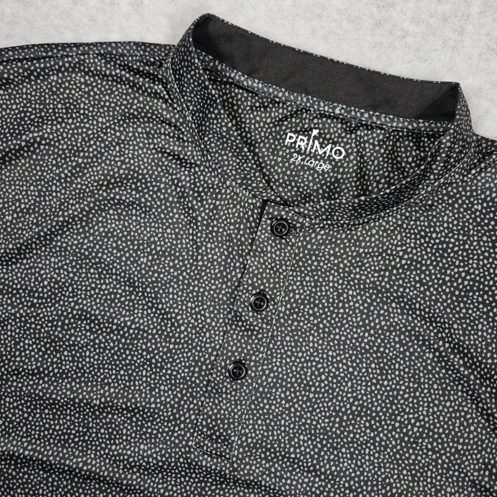 Primo Men's 2XL Black Spot Golf Polo Blade Collar Performance Athletic Shirt Dot